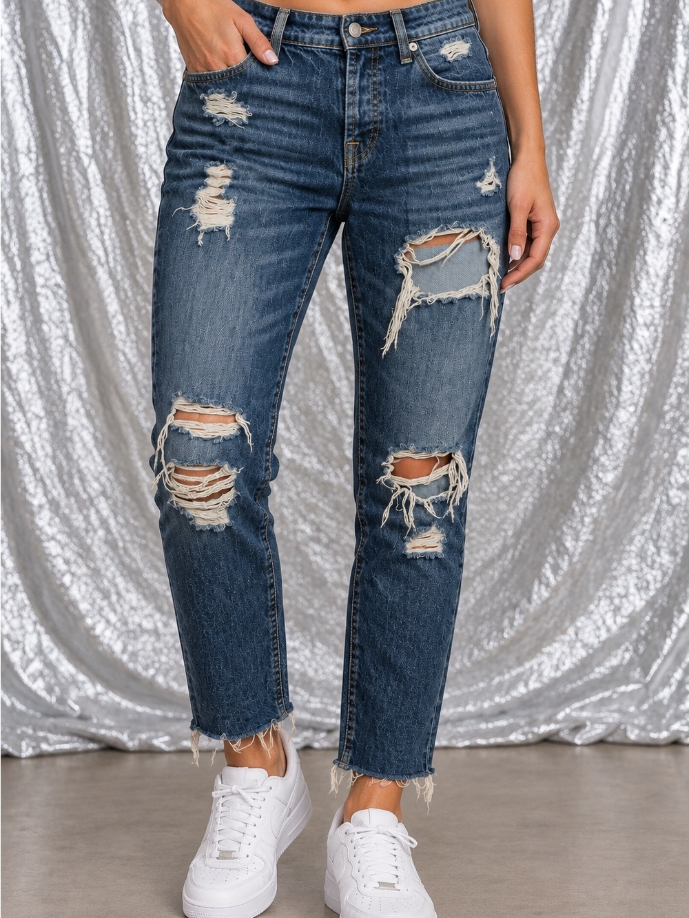 7 For All Mankind Josefina Jeans Women’s 26 Skinny Boyfriend Distressed Ripped